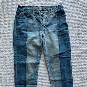 vintage high-rise two tone jeans